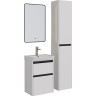 Тумба LEMARK COMBI 50 см под раковину, подвесная/напольная, 2 ящика, планки-чёрный; корпус/фасад белый глянец LM03C50T-black